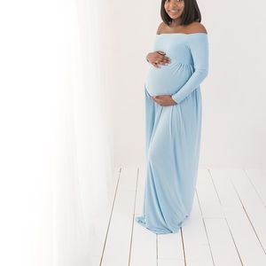 Custom baby blue maternity dress